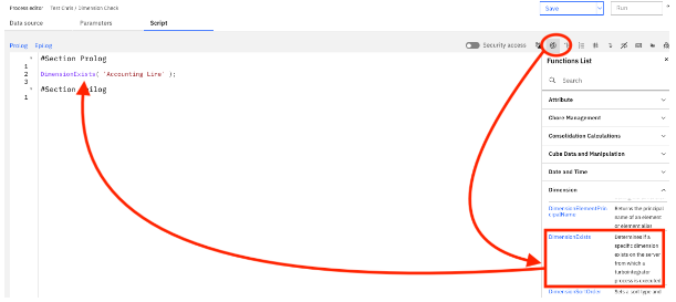 dimension exists planning analytics
