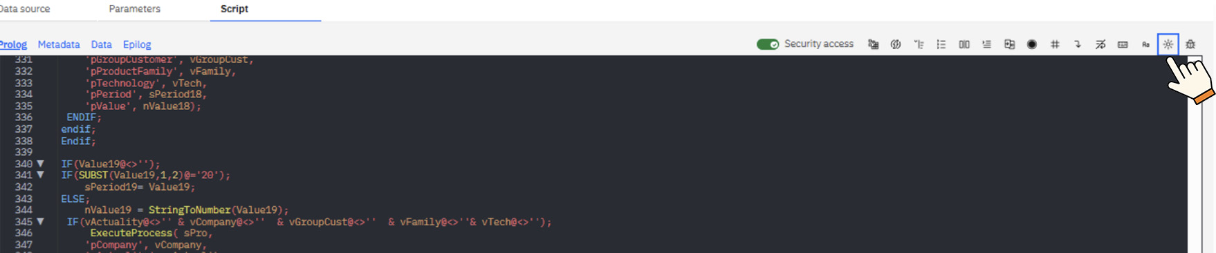 Dark mode editor planning analytics