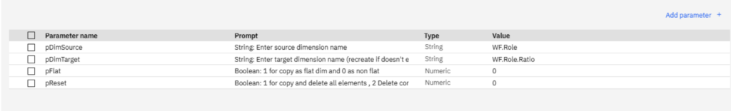 Add new Parameter screen