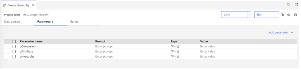 create hierachy parameters planning analytics